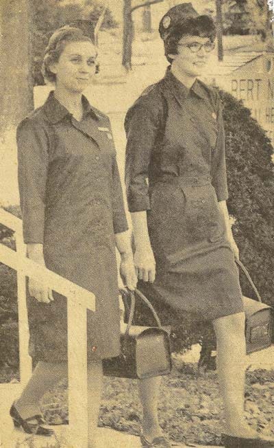 Marceil Lauppe and another nurse in VNA's early days.